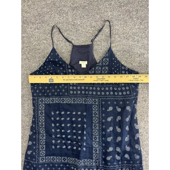 J.Crew Slip Dress Womens 10 Blue Paisley Patchwork Cotton Short V Neck Summer - Picture 3 of 7